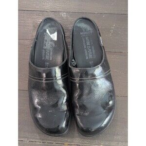 Womens Memphisto Sz 10 Air Flex Black Patent Leather Clogs Comfort Arch Support